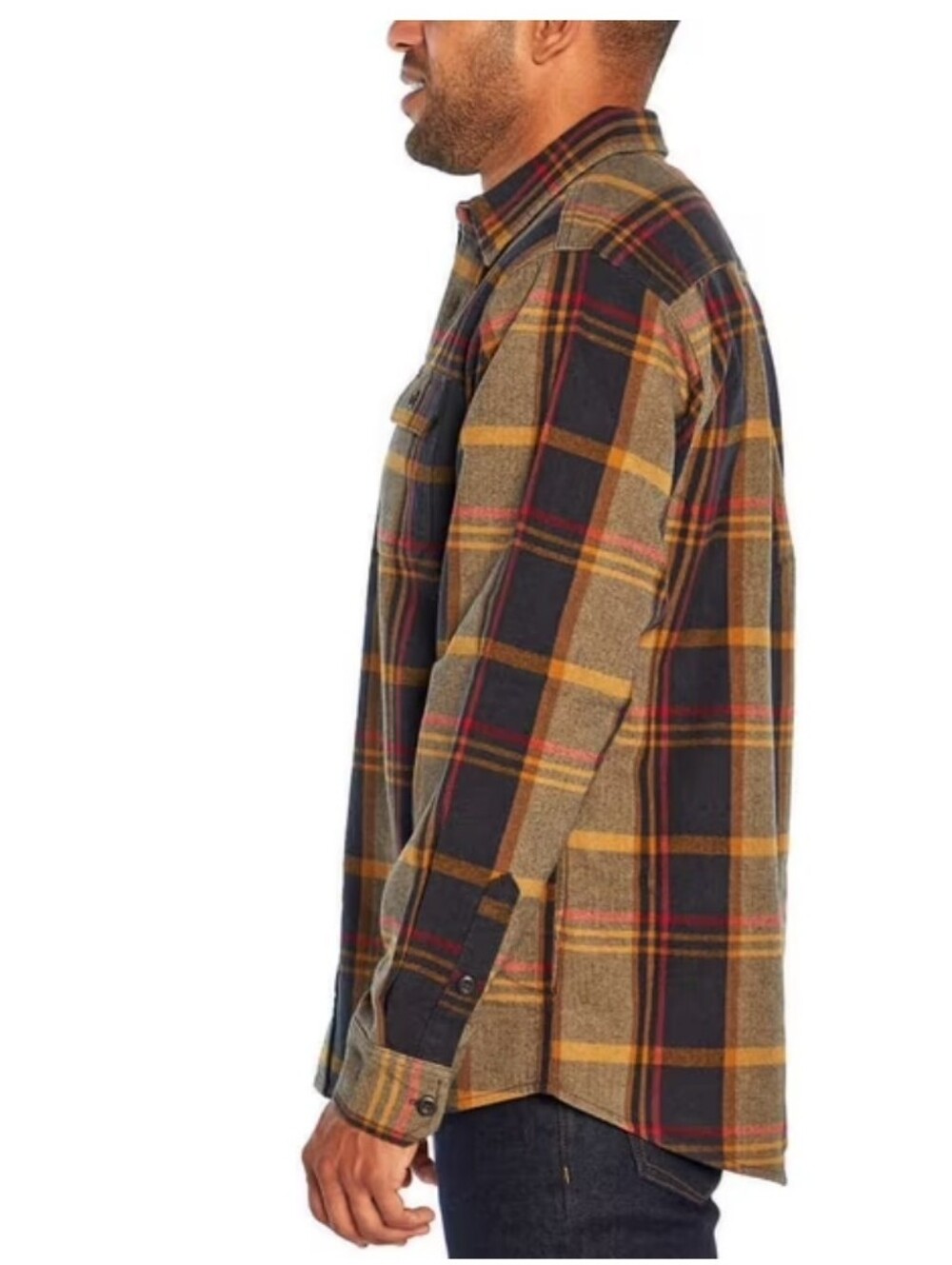 Orvis Men's Plaid Flannel Shirt Jacket - Black & Brown